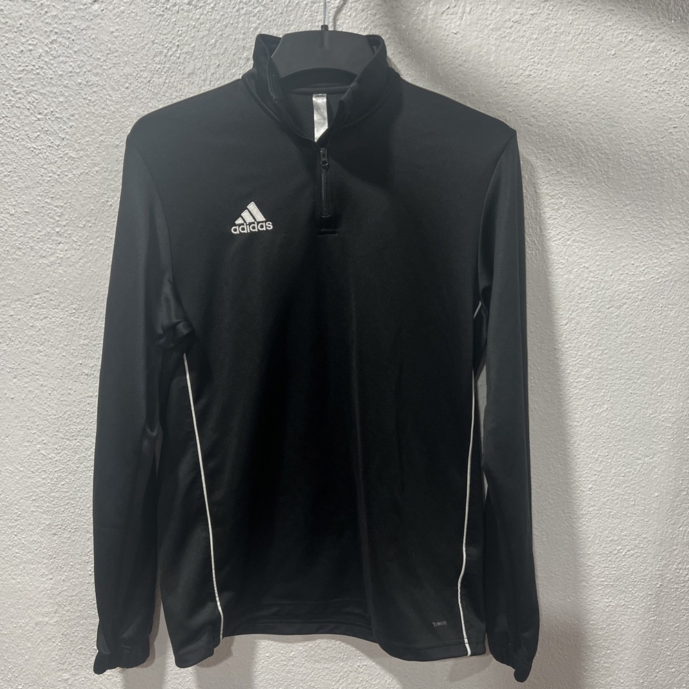 Adidas 1/4 Zip Pullover Men’s Medium 12-14 Black White Stripe Football